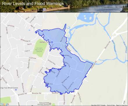 Area of Kidlington benefiting from the Flood Alleviation scheme ...