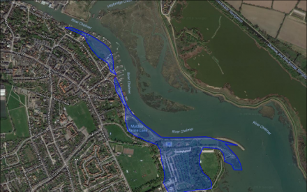  Maldon  Town waterfront and the Hythe Flood alerts and 