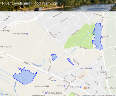 Ridings Brook at Bridgetown, Cannock :: Flood alerts and warnings ...