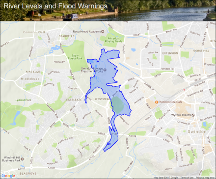 River Ray from the A3102 road to and including the sewage works ...